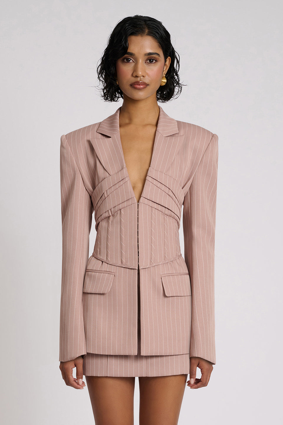 Pink Corset Under Blazer Eloquii Jackets Coats Eloquii Pink Corset