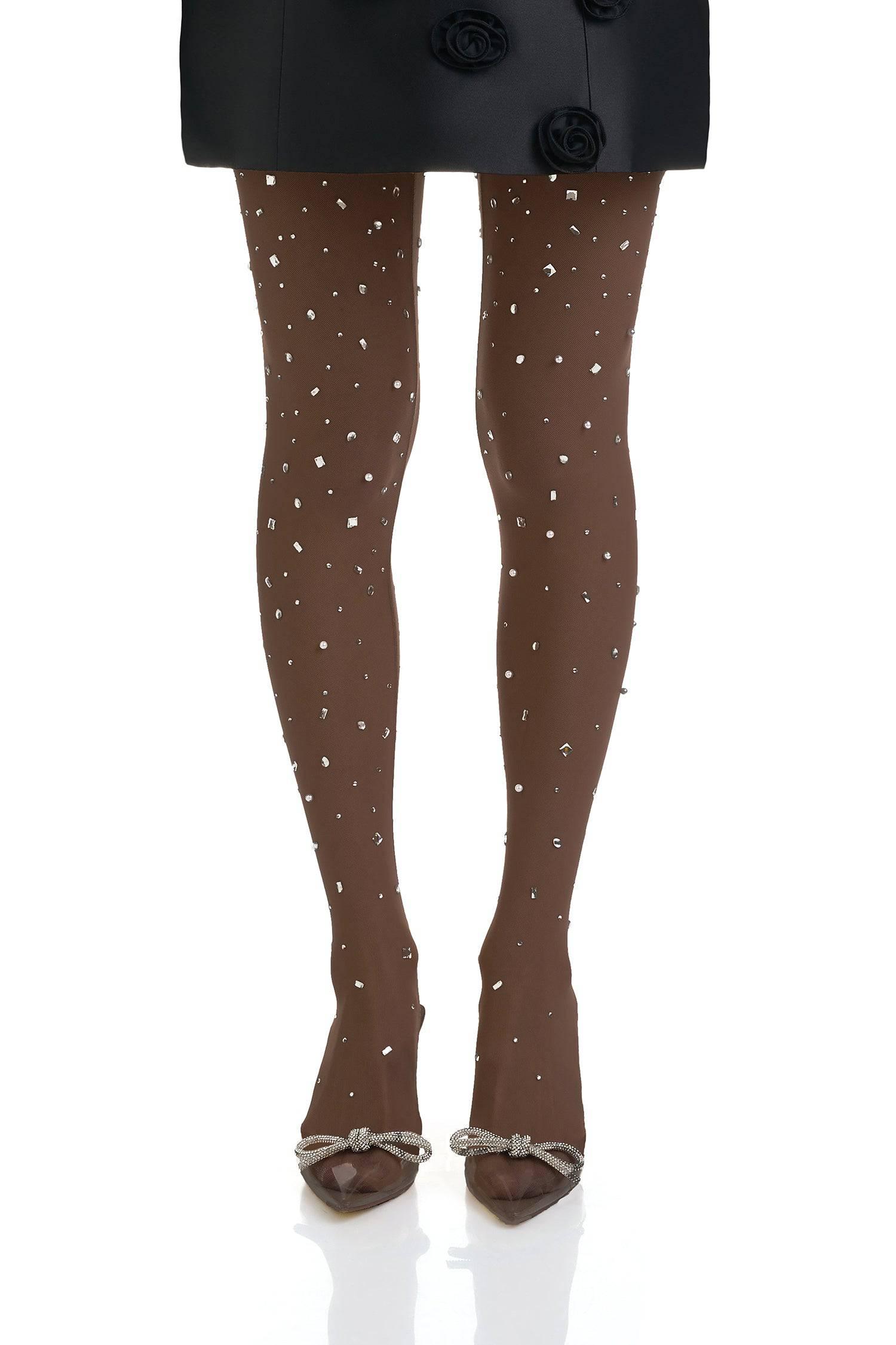 Athena Embellished Stockings | Dark Tan - ELIYA THE LABEL